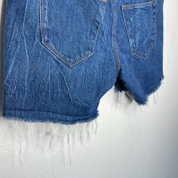 Madewell Mid Rise Medium Wash Denim Cutoff Blue Jean Fray Hem Shorts Size 25 - Picture 9 of 14
